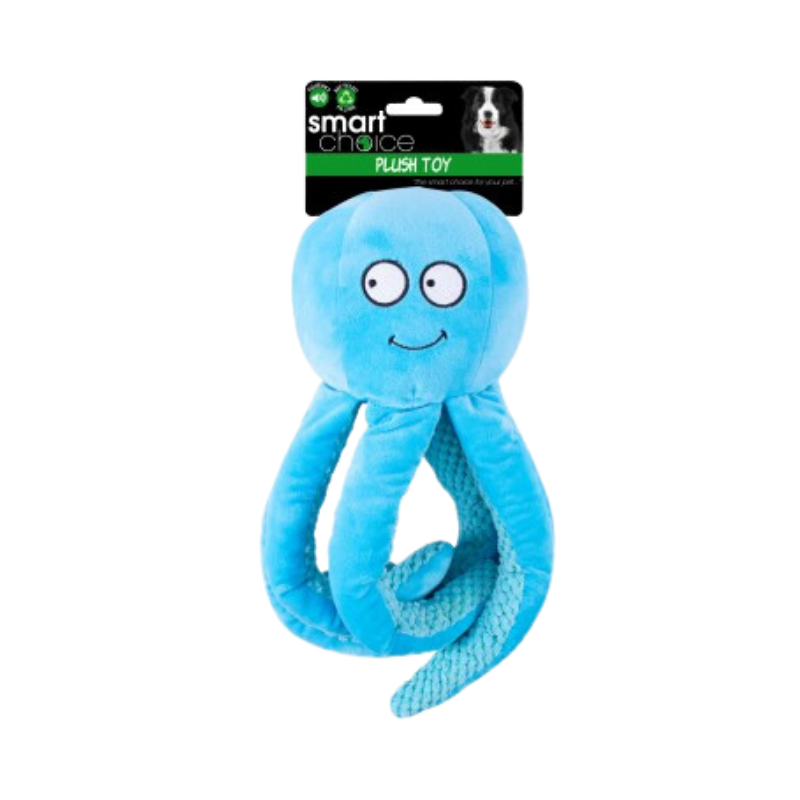 Smart Choice - Plush Octopus Dog Toy - Assorted Colours x 3 Pack