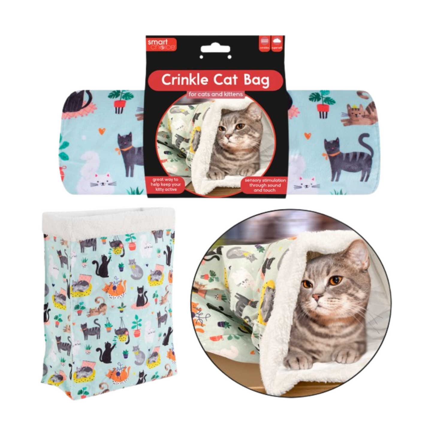 Smart Choice Interactive Crinkle Cat Bag Toy