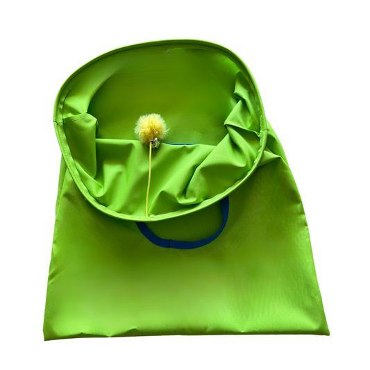 MyMeow Interactive Cat Play Sack – Peek-a-Boo Tunnel Toy with Bell Ball – Green