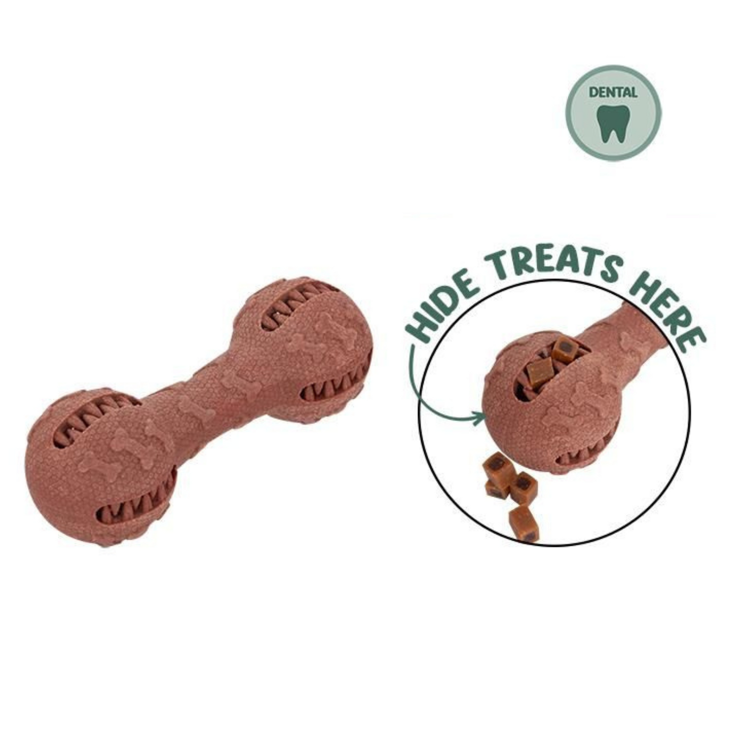 Smart Choice Wooden & Rubber Dumbbell Dog Toy – Treat Hiding, Chew-Friendly, Squeaky Fun