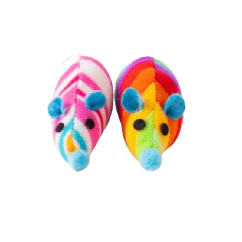 Worlds of Pet - 2 of Catnip Rainbow Mouse Cat Toys X 6 Pack