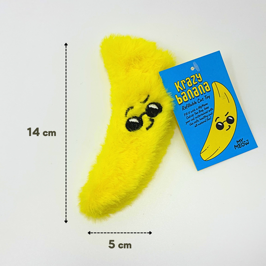MyMeow Krazy Banana Refillable Cat Toy with 10 North American Natural Catnip Refill Bags
