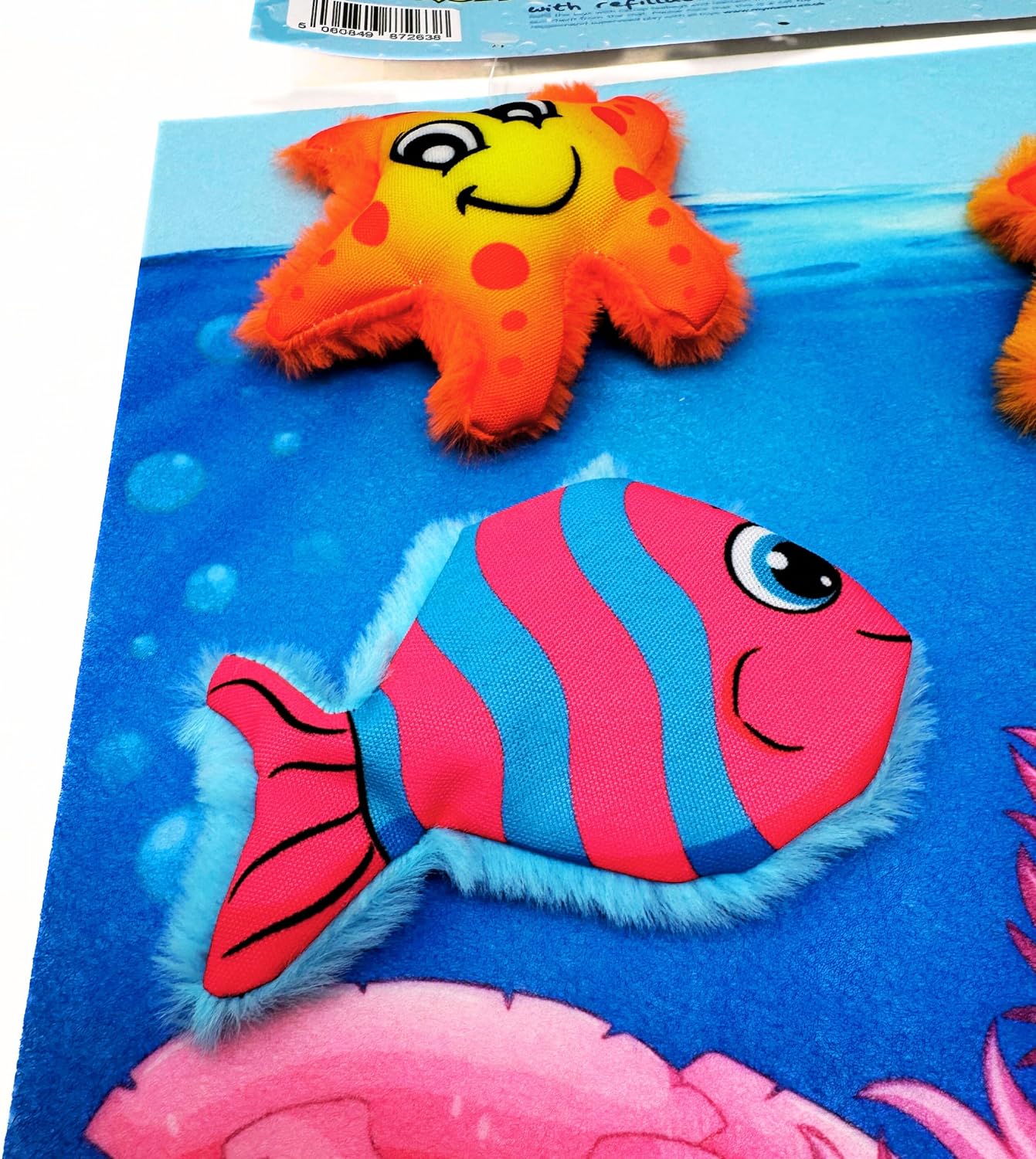 MyMeow Aqua Adventures 5-in-1 Cat Toy Set, Featuring 2 Catnip-Filled Toys & 2 Refillable Catnip Toys, Plus an Interactive Play Mat