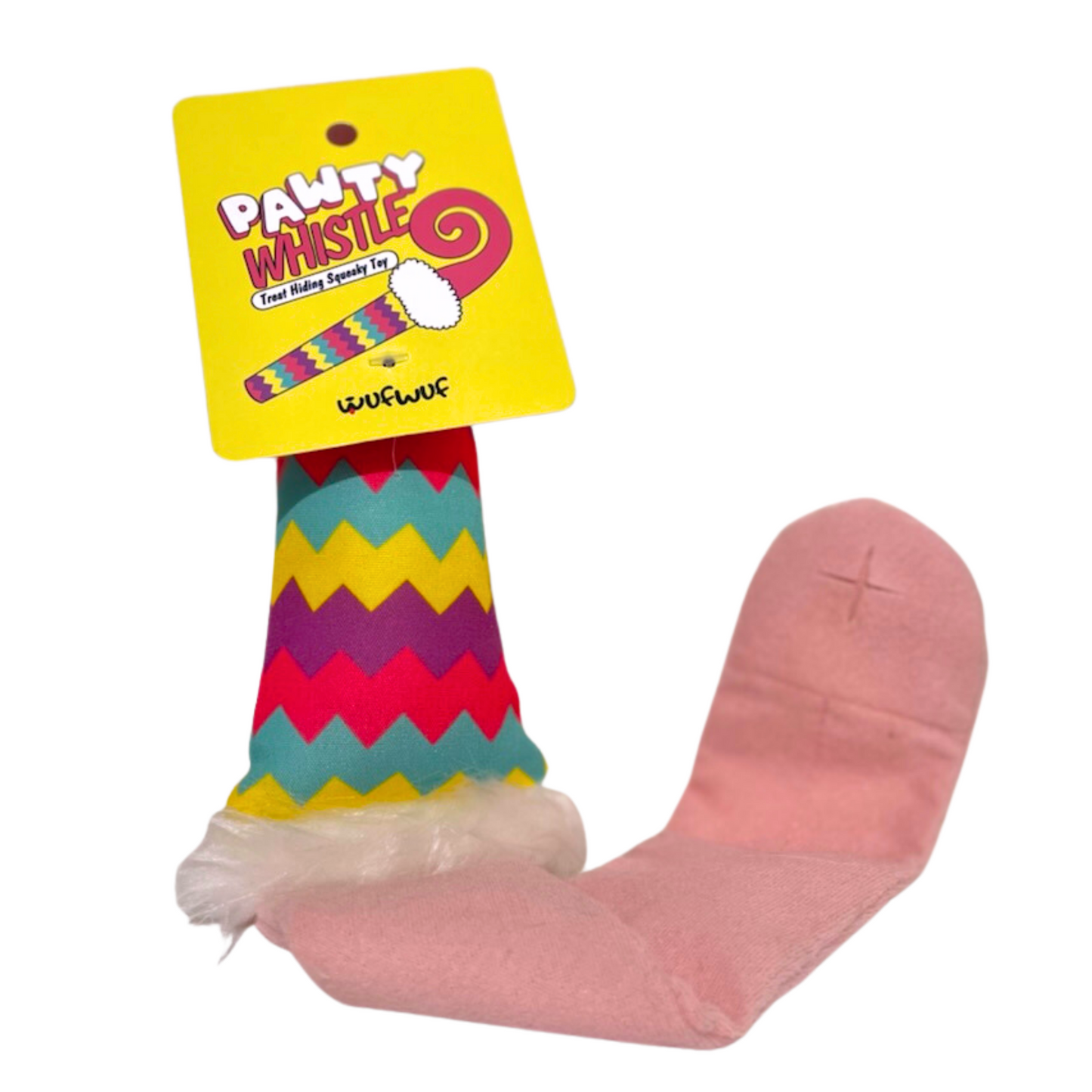 WufWuf Pawty Whistle Treat Hiding Squeaky Toy, Large