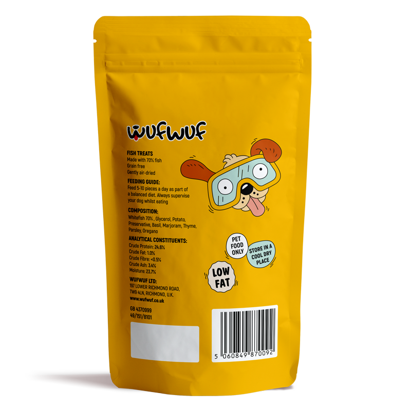 WufWuf Natural Air-Dried Fish Treats with Herbs