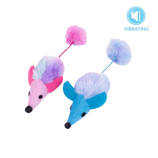 World of Pets - Vibrating Mouse Cat Toy - Assorted Colours x 6 Pack