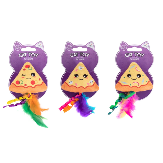 World of Pets Pizza-Shaped Catnip Cat Toys - 3 Pack
