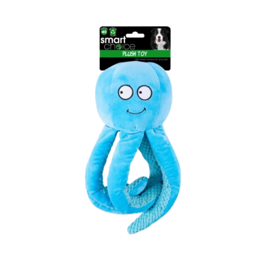Smart Choice Plush Octopus Dog Toy, Blue