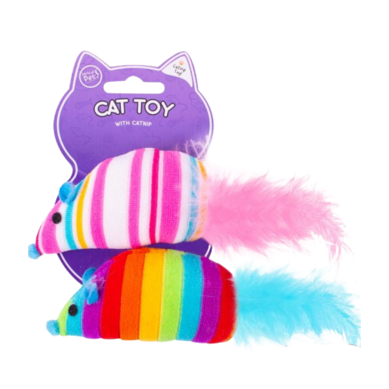 Worlds of Pet 2 of Catnip Rainbow Mouse Cat Toys, 3 Pack