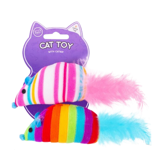 Worlds of Pet 2 of Catnip Rainbow Mouse Cat Toys, 3 Pack