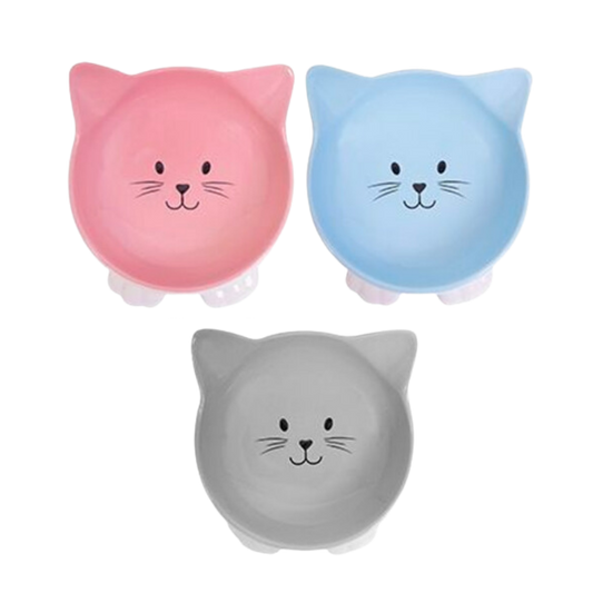 Smart Choice Ceramic Cat Face Pet Bowl x 3 Pack