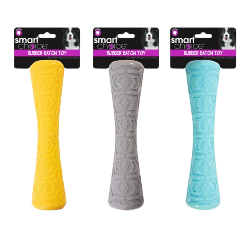Smart Choice Rubber Baton: The Ultimate Chew and Fetch Toy for Dogs, 3 Pack