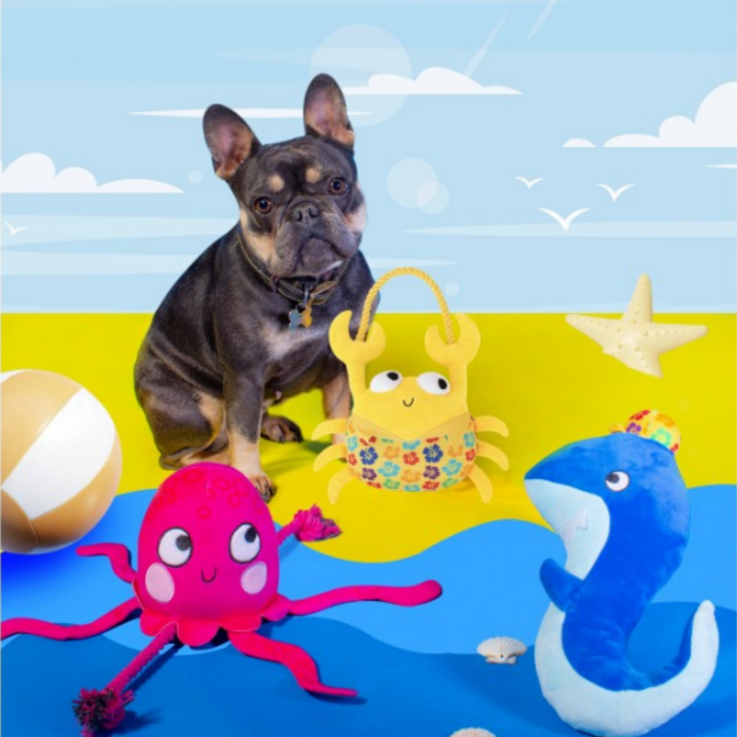 Smart Choice Charlie Crab, Summer Under the Sea Plush Dog Toy with Squeak