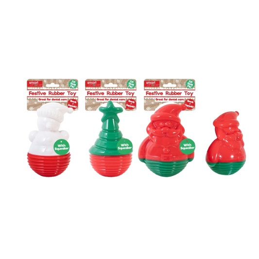 Smart Choice Festive Squeaky Rubber Toy, 3 Toys