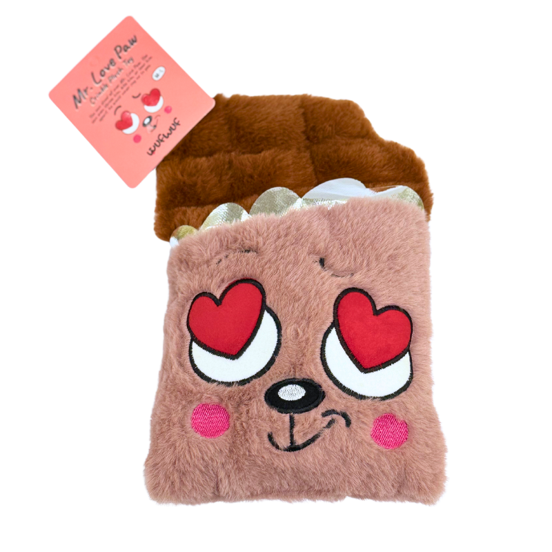 WufWuf Mr. Love Paw Crinkle Plush Toy, Small/Medium