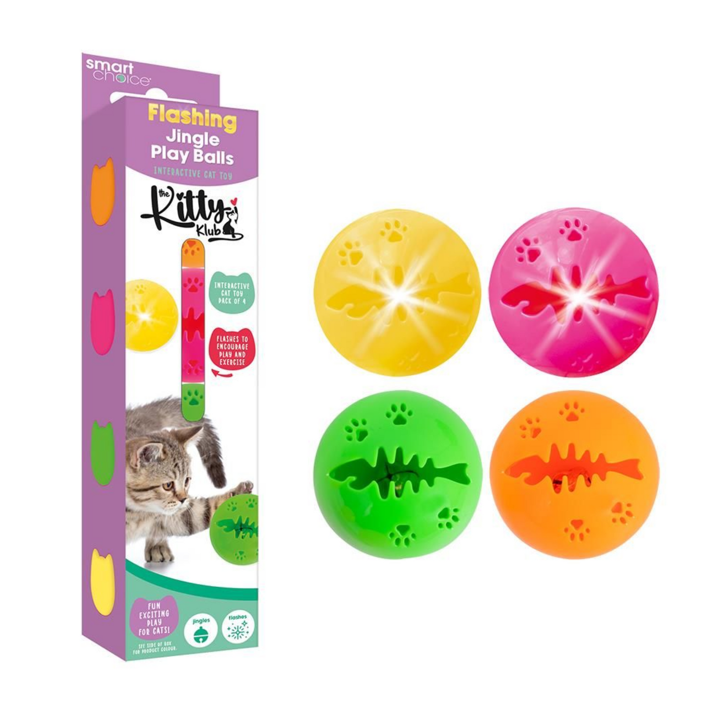 Smart Choice Flashing & Jingling Cat Balls – 4 Pack
