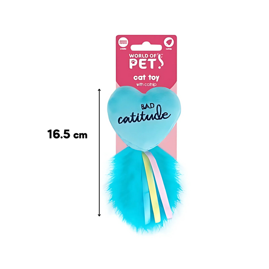 Heart-Shaped Catnip Cat Toy Trio with Feathers - 3 Bright Colours