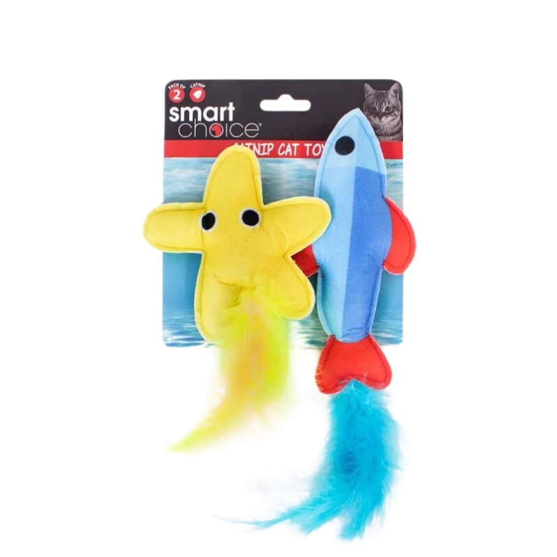 Smart Choice - Felt Catnip Cat Toys with Feathers - Assorted Styles x 6 Pack