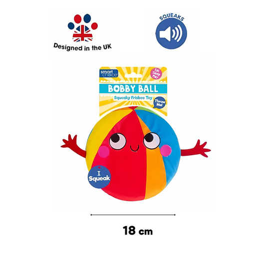 Smart Choice Squeaky Plush Dog Frisbee Toy – 18cm – Beach Ball & Sun Designs