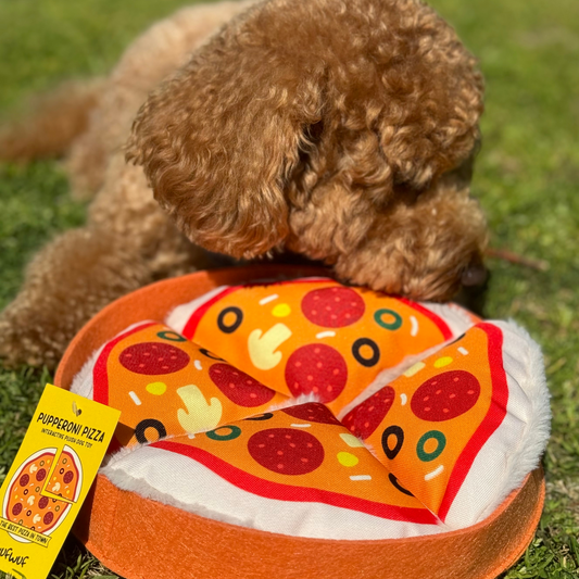 WufWuf Pupperroni Pizza Interactive Plush Dog Toy