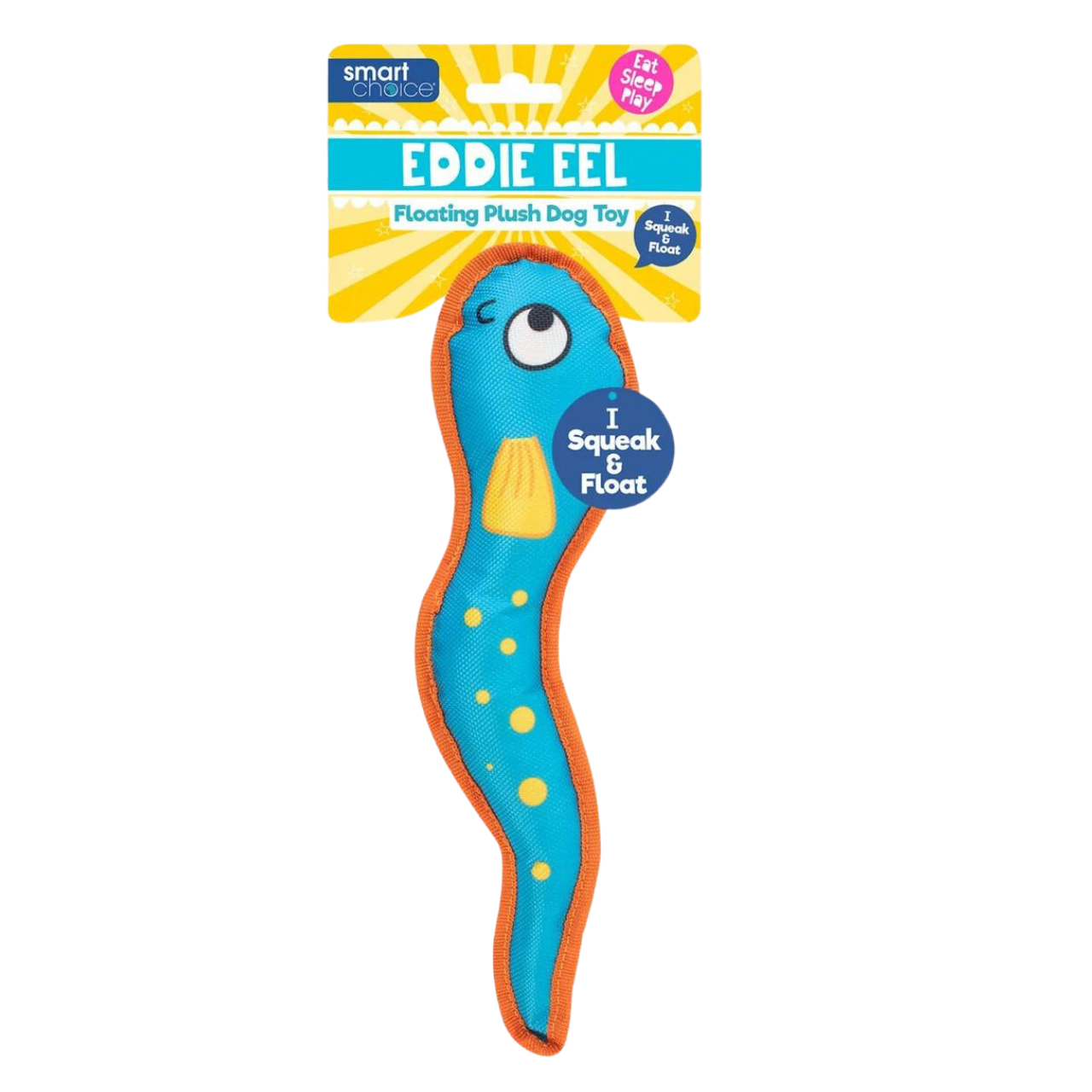 Smart Choice Floating Summer Fish Plush Dog Toy,  Eddie Eel