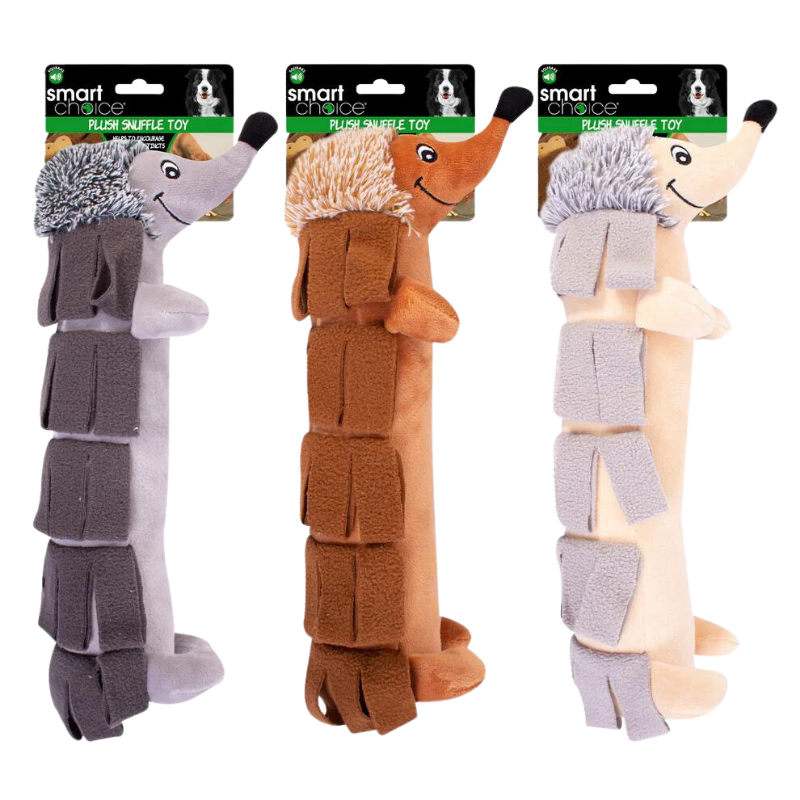 Smart Choice Hedgehog Snuffle Dog Toy with Squeaker, 3 pack
