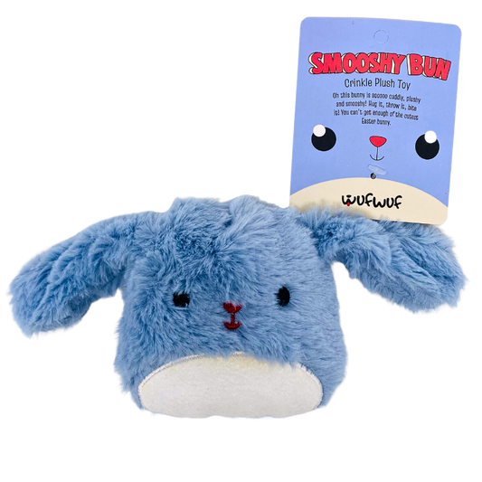 WufWuf Smooshy Bun Plush Dog Toy, Bunny Soft Toy for Small & Medium Dogs
