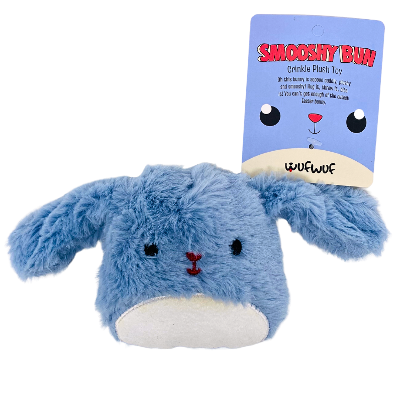 WufWuf Smooshy Bun Plush Dog Toy, Bunny Soft Toy for Small & Medium Dogs