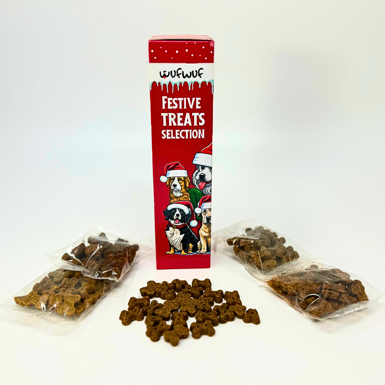 WufWuf Festive Treat Selection, Limited Edition with Turkey, Bacon, Beef, and Chicken Delights! x 10 Pack