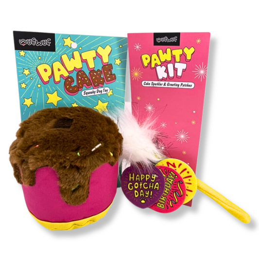 WufWuf - Pawty Cake and Pawty Kit - Squeaky Dog Toy