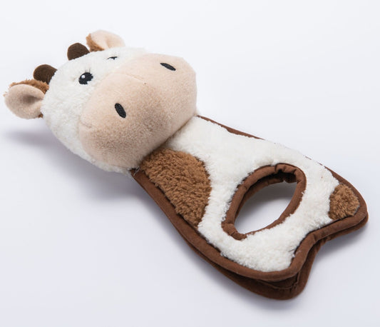 WufWuf Cow Plush Tug Toy for Dogs