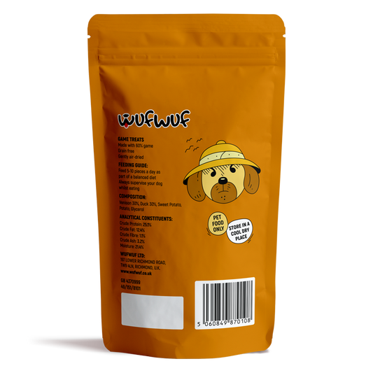 WufWuf Natural Air-Dried Game (Venison&Duck) Treats with Herbs
